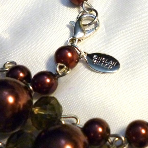 Nolan Miller Burgundy Necklace Shell Pearls & Crystals 42" 1980s NWOT Perfect - Picture 4 of 5